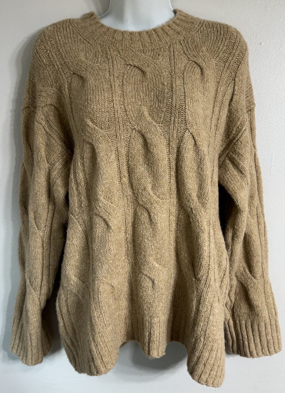 American Eagle Sweater Women's Medium Impossibly Soft Cable Knit Brown NEW